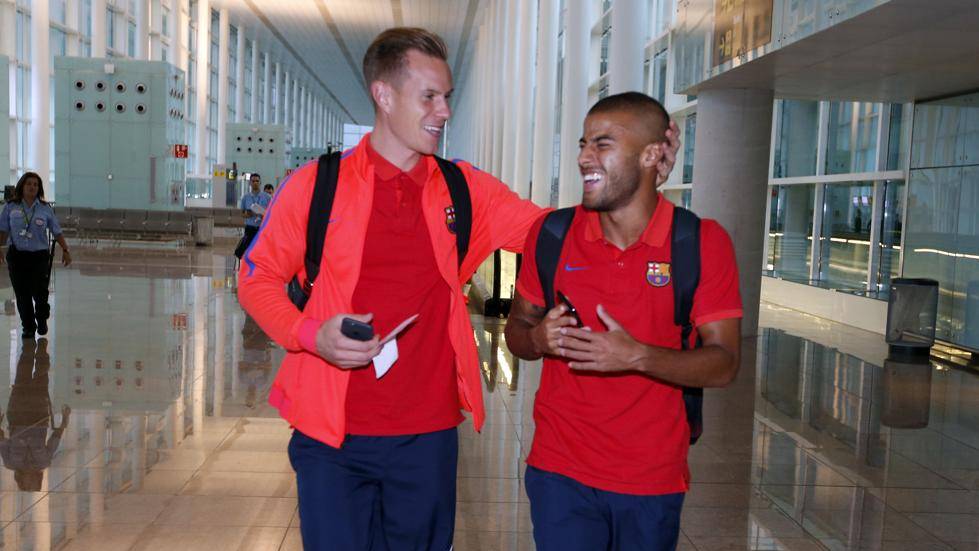 Ter Stegen And Rafinha before travelling to Germany