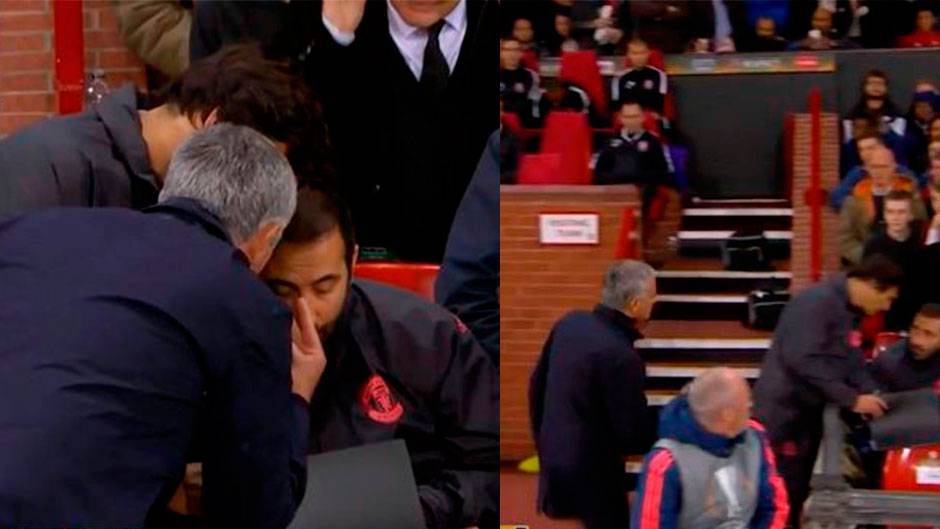 Mourinho echándole la bronca a Giovanni Cerra en el Manchester United-Zorya