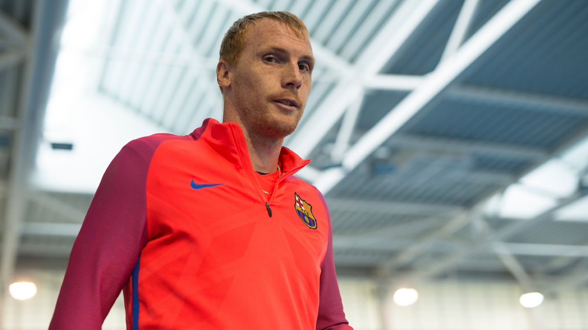 Jeremy Mathieu, during a train of pre-season with the Barça