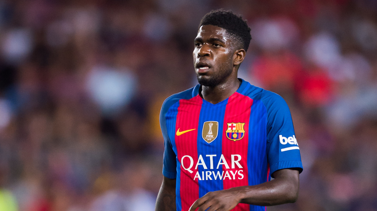 Samuel Umtiti, in a party of League with the FC Barcelona