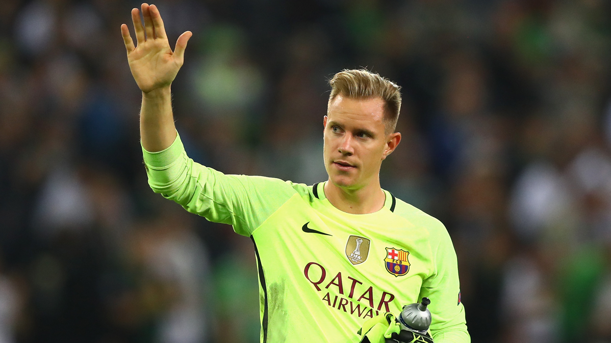 Marc-André Ter Stegen, greeting after a party with the Barça