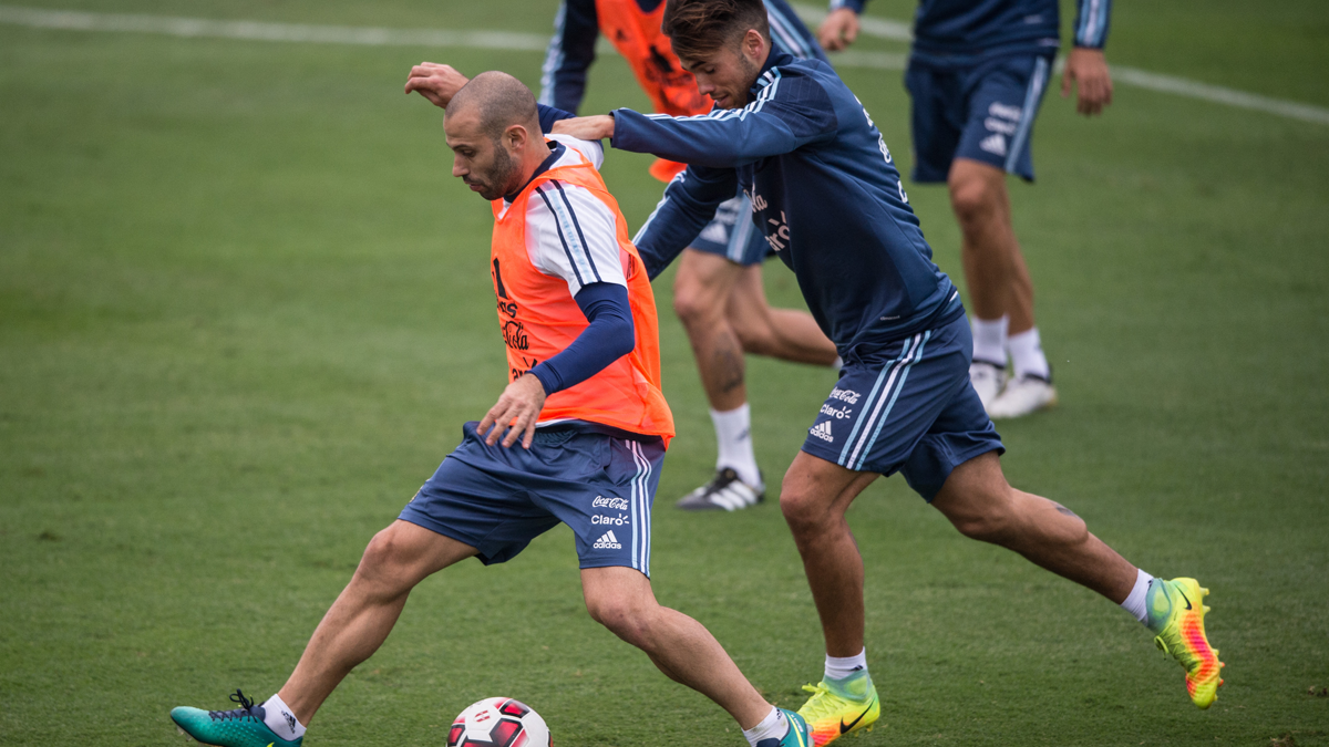 Javier Mascherano, in a training with the selection of Argentina