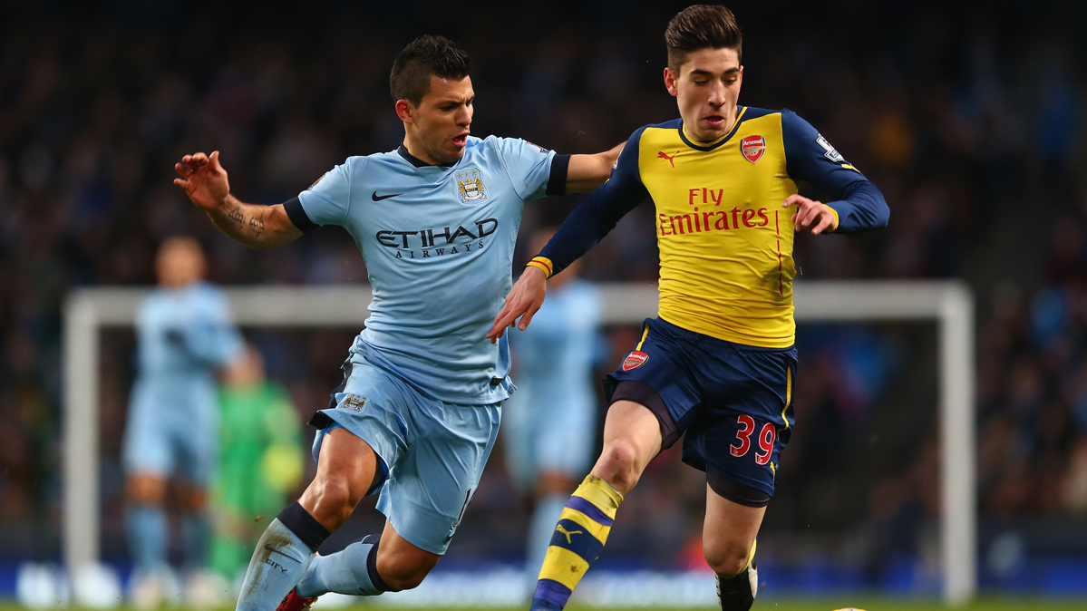 Héctor Bellerín, during a party against the Manchester City in 2015