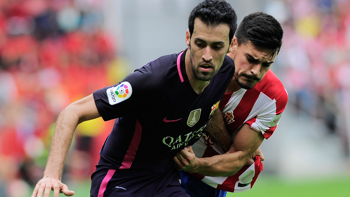 Sergio Busquets, during a party against the Sporting of Gijón
