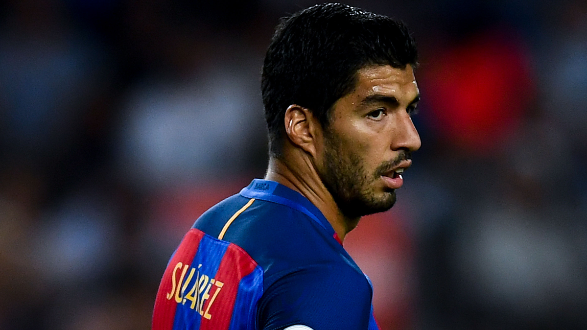 Luis Suárez, during a party with the FC Barcelona in front of the Alavés
