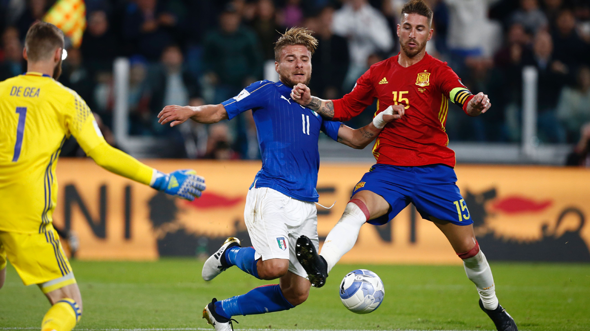 Sergio Bouquets, during an action of the Italy-Spain