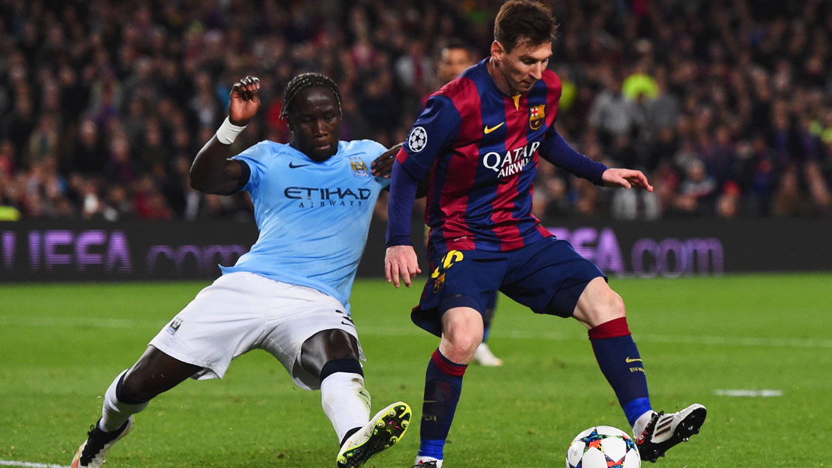 Leo Messi and Bakary Sagna, in a Barça-Manchester City of two years ago