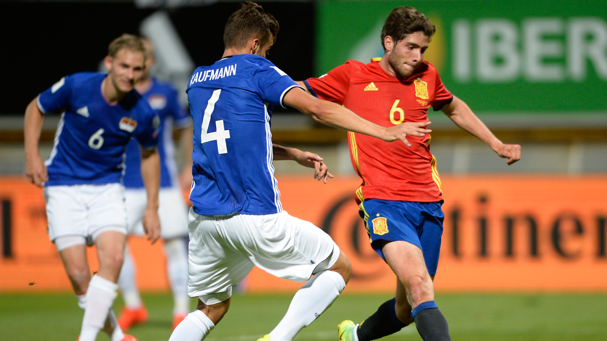 Sergi Roberto, durante un partido con España contra Liechtenstein