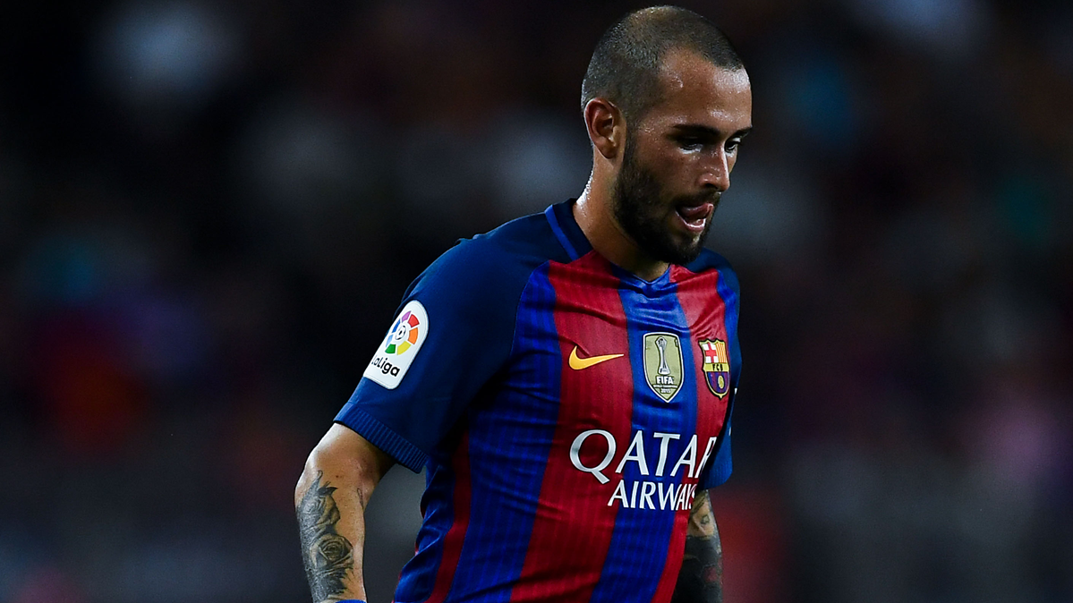 Aleix Vidal, during a party with the FC Barcelona this season