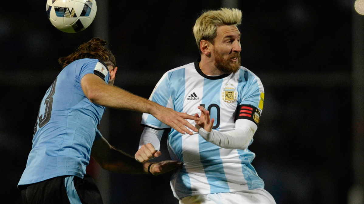 Lionel Messi, during a party against the selection of Uruguay