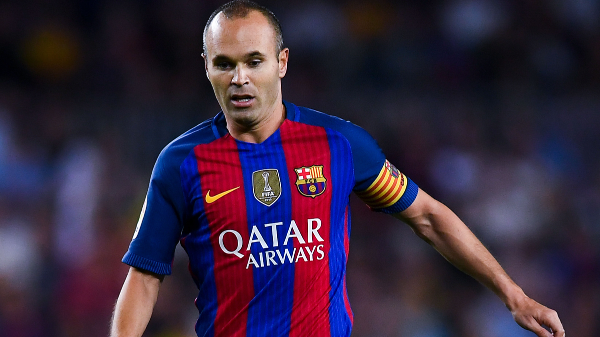 Andrés Iniesta, during a party with the Barça this season