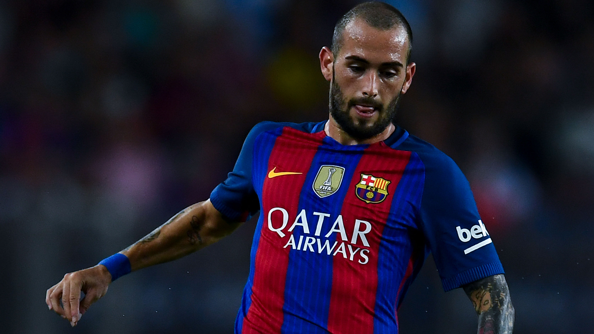 Aleix Vidal, during a party with the FC Barcelona this season
