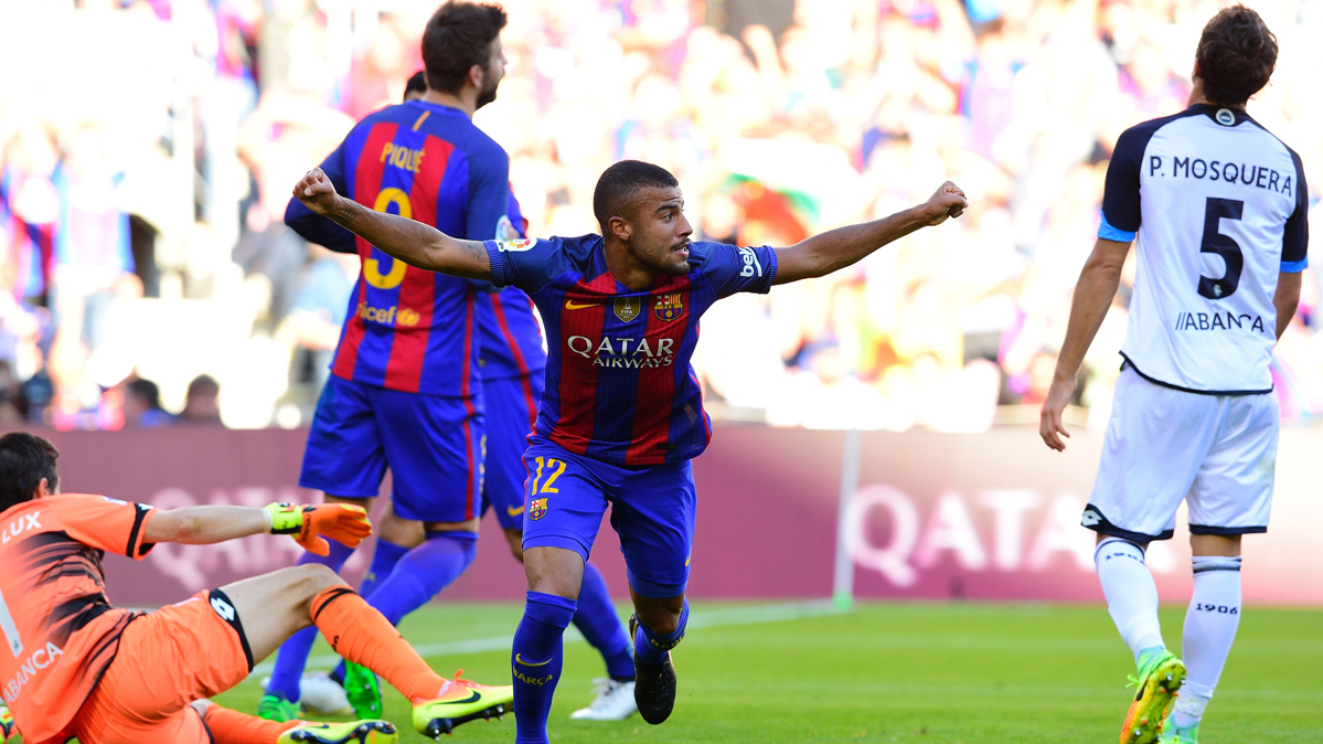 Rafinha Alcántara, just after marking the second goal to the Sportive