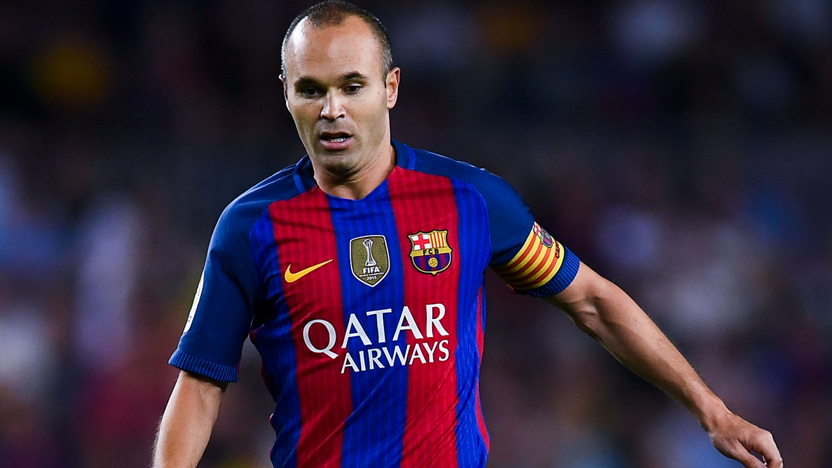 Andrés Iniesta, during a party this season with the Barça