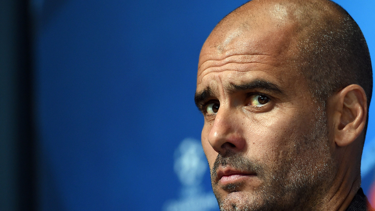 Pep Guardiola, during a press conference with the Manchester City