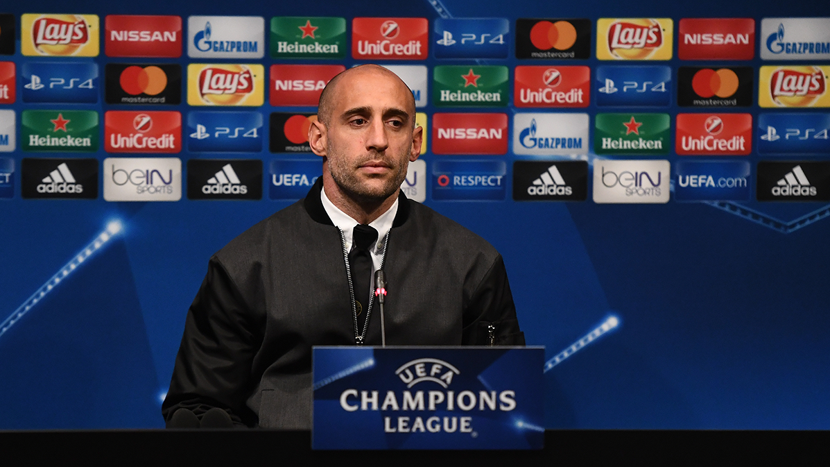 Pablo Zabaleta, in the previous press conference to the Barça-Manchester City