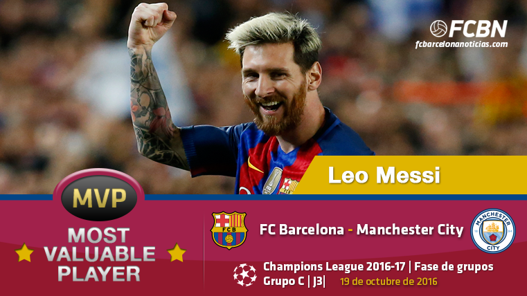 Leo Messi, the MVP of the FC Barcelona in front of the Manchester City