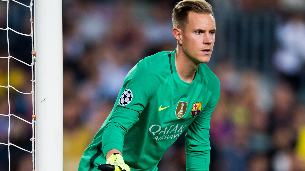 Marc-André Ter Stegen, during a party with the Barça this course