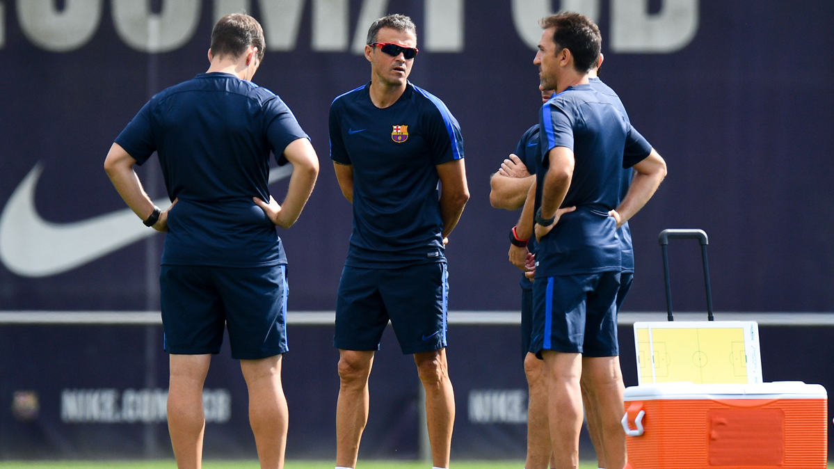 Luis Enrique, during a training of the FC Barcelona
