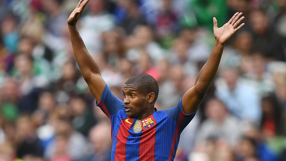 Marlon Santos, durante un partido de pretemporada con el FC Barcelona