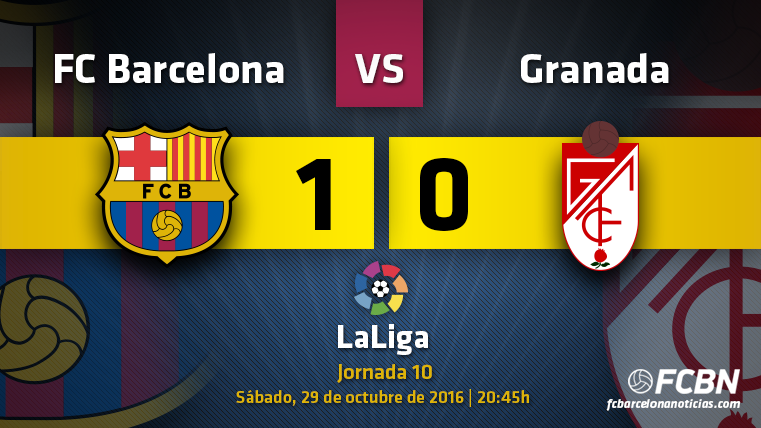 El FC Barcelona venció al Granada CF gracias a un gol de Rafinha en la décima jornada de LaLiga 2016-2017