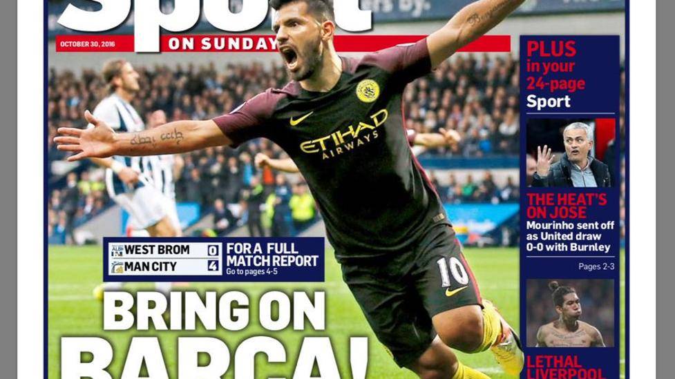 Cover of the Daily Mail before the Manchester City vs FC Barcelona