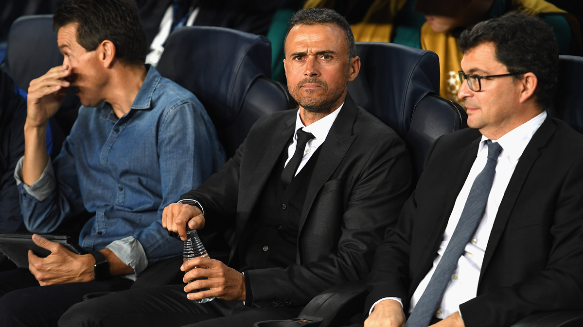 Luis Enrique, in the bench during a party of the FC Barcelona