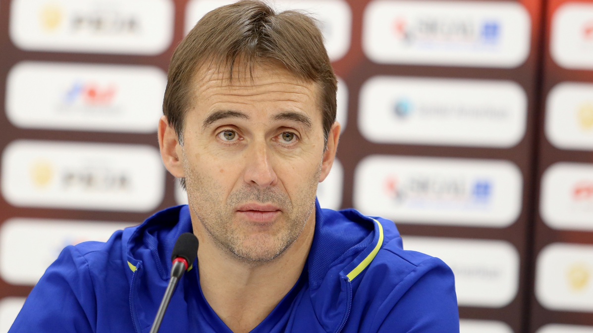 Julen Lopetegui, during a press conference with Spain