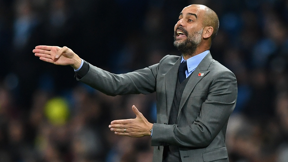 Pep Guardiola, during the Manchester City-FC Barcelona