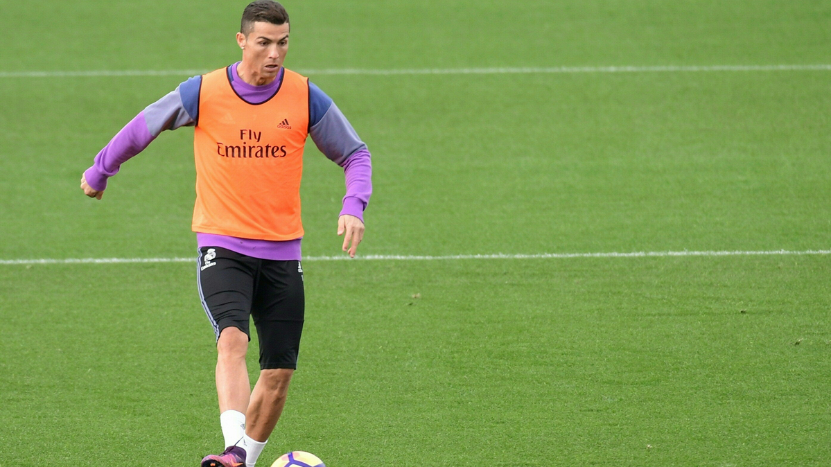 Cristiano Ronaldo, during a training of the Real Madrid