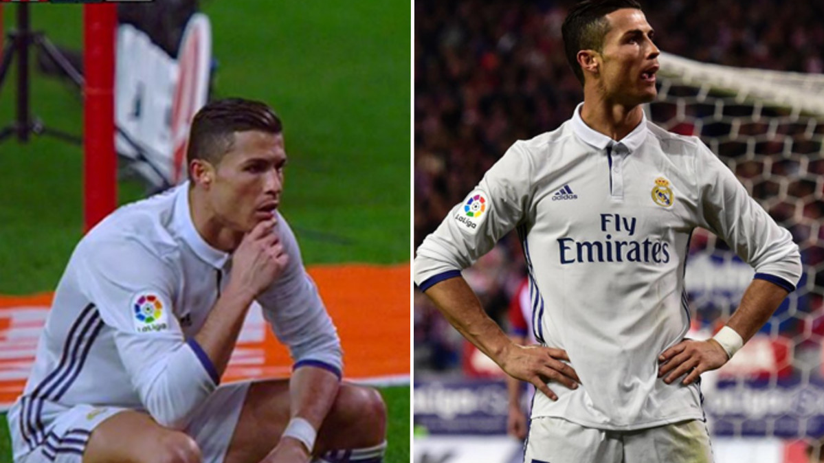 Cristiano Ronaldo, provocando a la afición rojiblanca con sus celebraciones