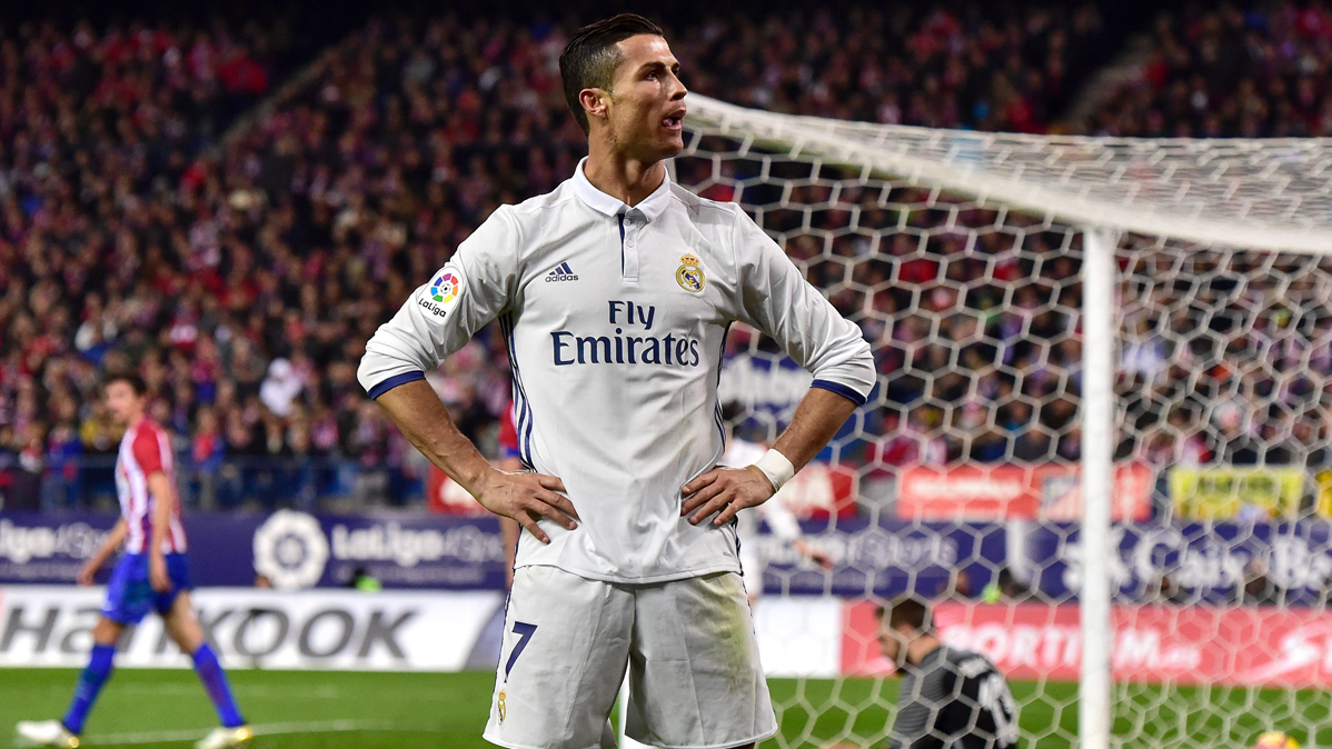 Cristiano Ronaldo, desafiando a la afición del Atlético de Madrid