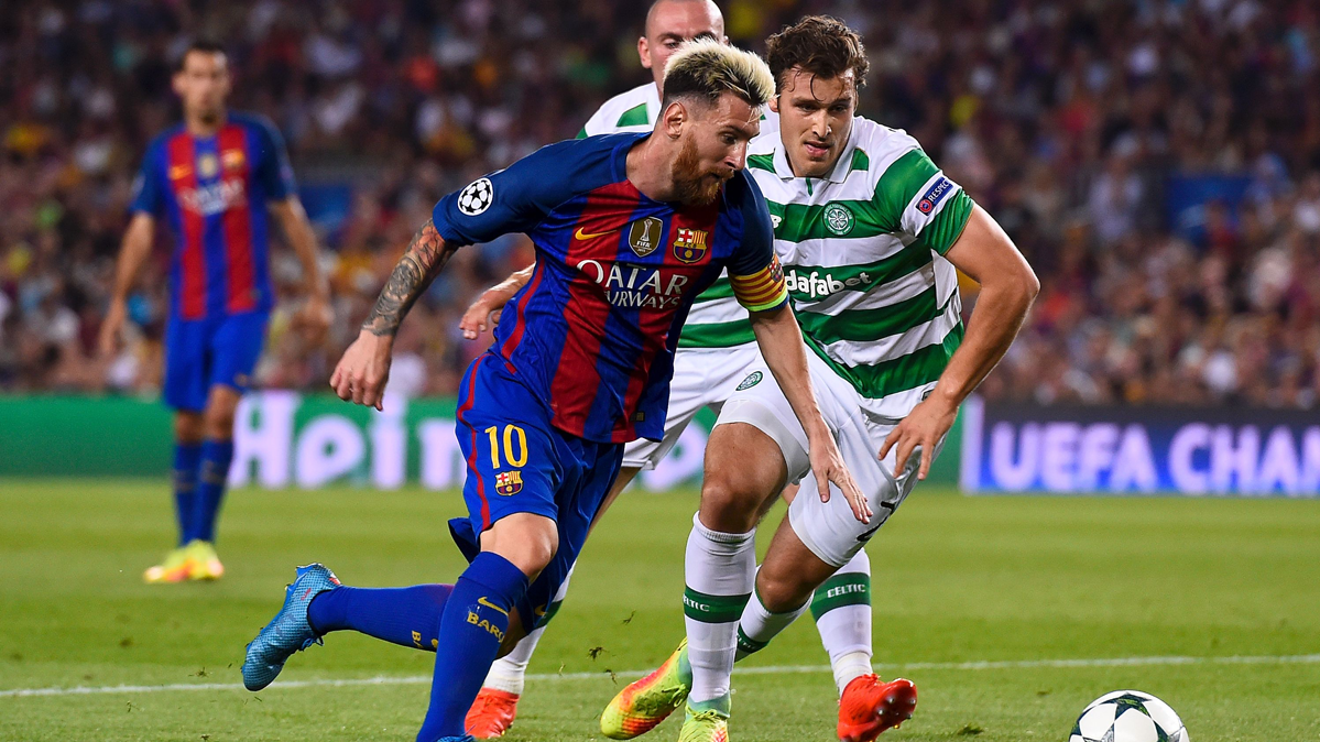 Leo Messi, durante el partido contra el Celtic de la primera vuelta