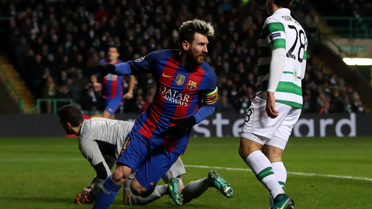 Leo Messi, después de marcar el segundo gol contra el Celtic