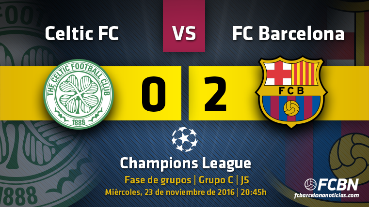 El FC Barcelona venció al Celtic de Glasgow por cero goles a dos de Leo Messi