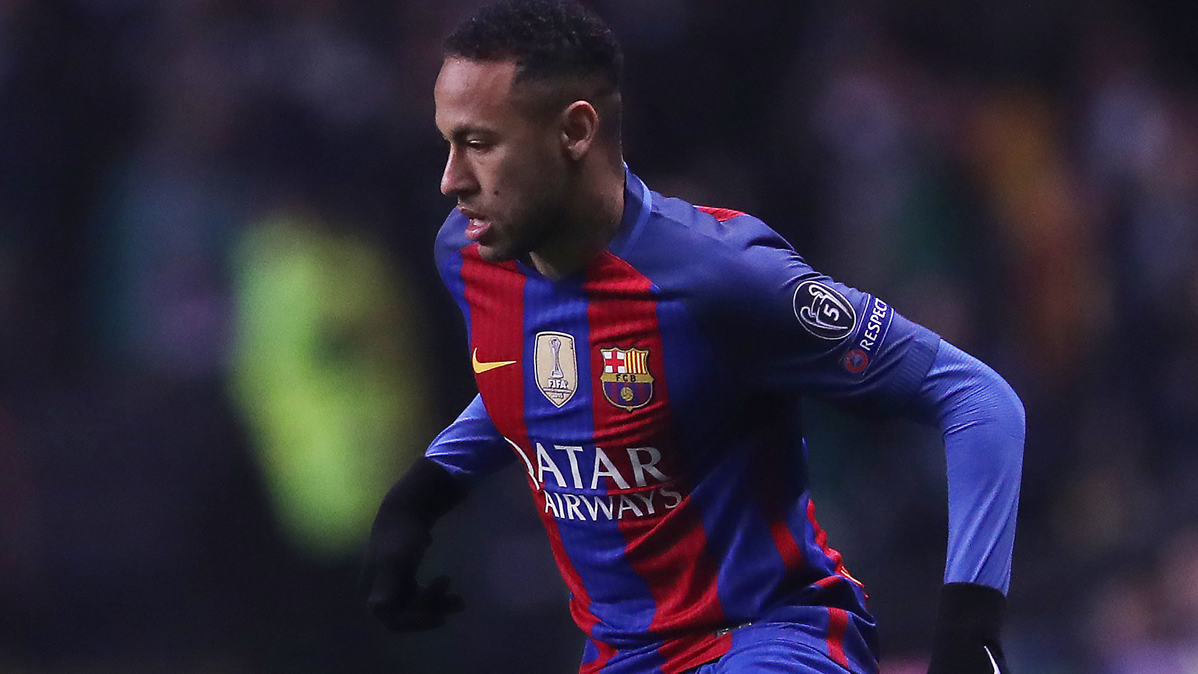 Neymar Jr, during the party against the Celtic in Glasgow