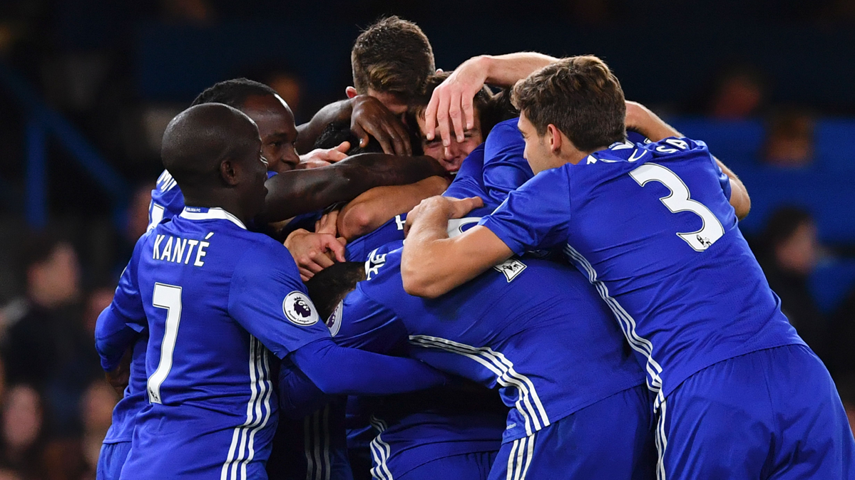 Chelsea, celebrating a goal this season 2016-17