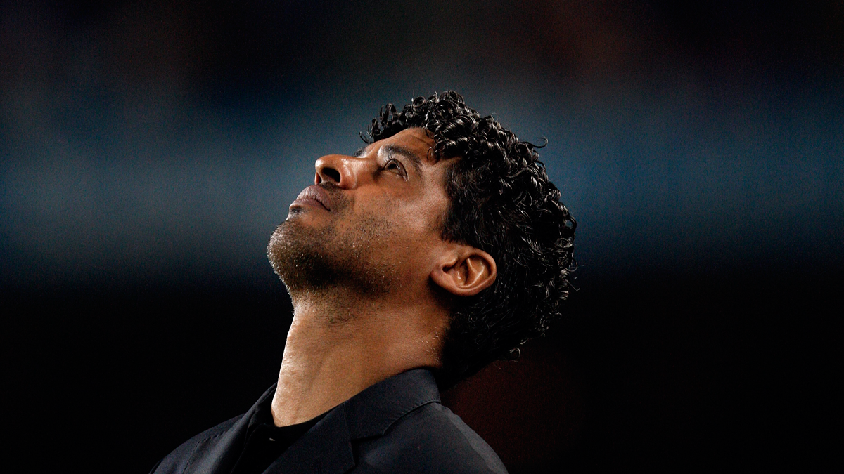 Frank Rijkaard, during one of his last parties like technician of the Barça