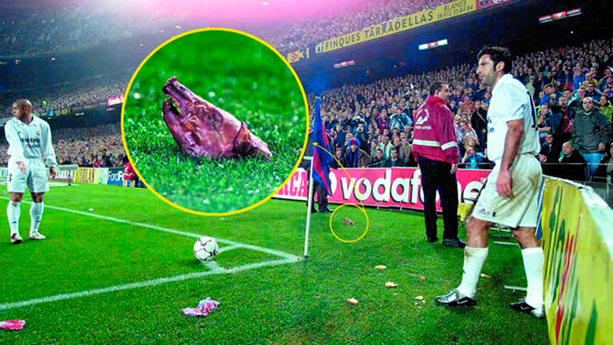 Luis Figo y la famosa cabeza de cochinillo que voló en un Barça-Madrid