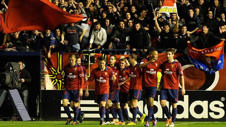 Osasuna, celebrando un gol en El Sadar antes de la visita del Barça