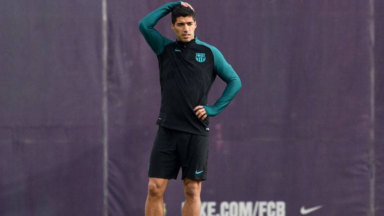 Luis Suárez, durante un entrenamiento con el FC Barcelona