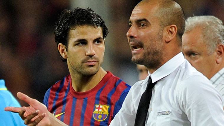 Pep Guardiola and Cesc Fábregas, in an image of archive