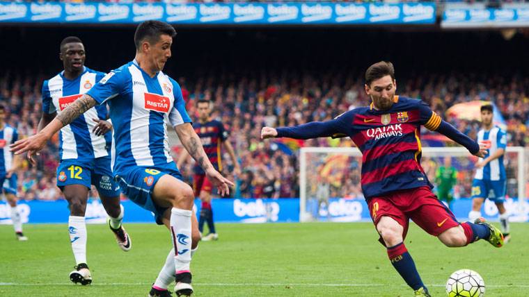 Leo Messi, durante un partido contra el Espanyol la pasada temporada