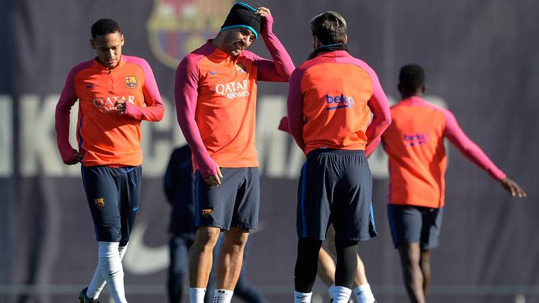 Messi, Neymar Jr y Luis Suárez, entrenando en la Ciutat Esportiva