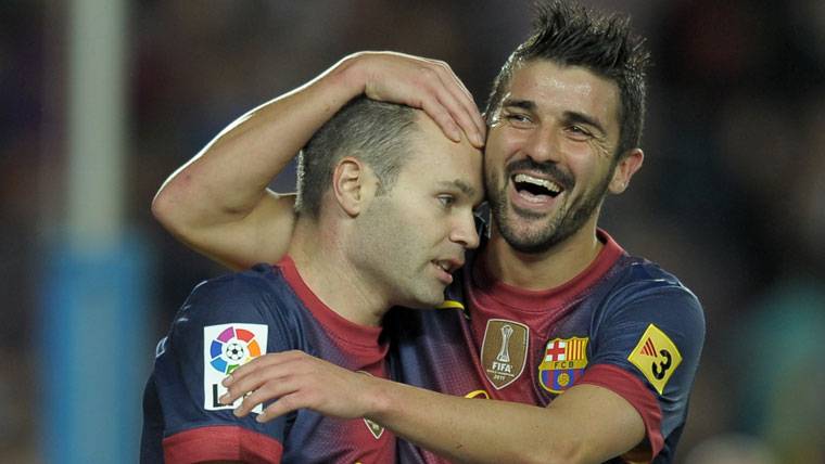 David Villa, celebrating a goal beside Andrés Iniesta in an image of archive