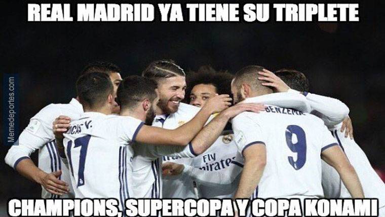 El Real Madrid, celebrando uno de los goles contra el Kashima