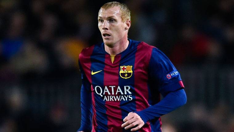 Jeremy Mathieu, during a party with the Barça in an image of archive