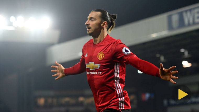 Zlatan Ibrahimovic, celebrating a goal with the Manchester United