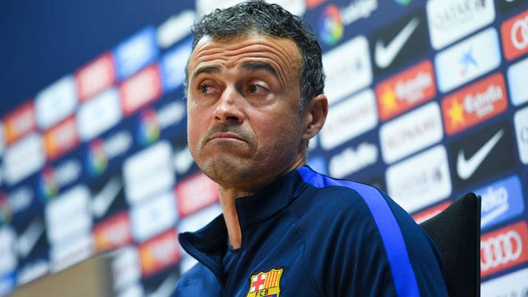 Luis Enrique, during a press conference with the FC Barcelona