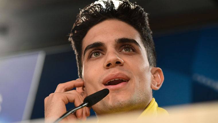 Marc Bartra, during a press conference with the Borussia Dortmund